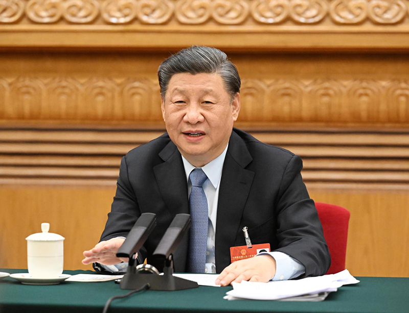 2023年3月5日,习近平总书记参加他所在的十四届全国人大一次会议江苏代表团审议。