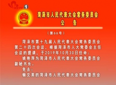 菏泽市人民代表大会常务委员会公告（第66号）